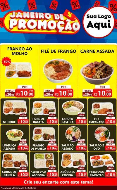 Modelo de Encarte para Encarte Grande com o tema Janeiro de Promoção para Restaurante