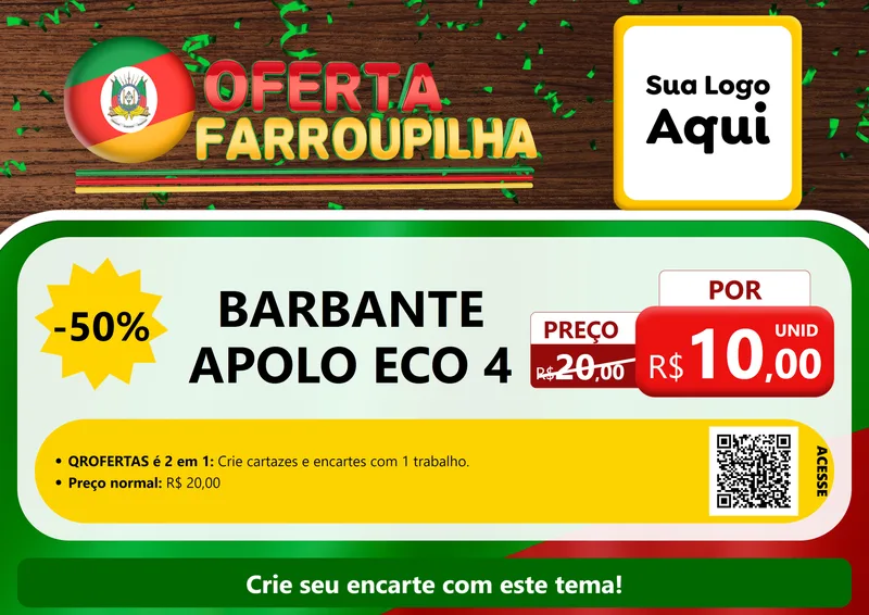 Modelo de Cartaz para Cartaz A4 Horizontal com o tema Oferta Farroupilha para Armarinho e Aviamentos