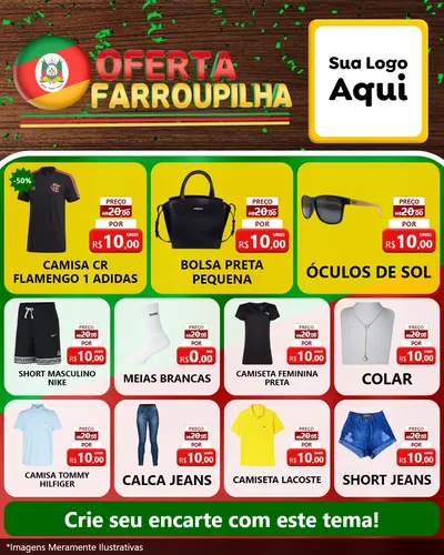 Modelo de Rede Social para Feed Instagram com o tema Oferta Farroupilha para Roupas e acessórios