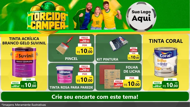 Modelo de TV para TV Horizontal com o tema Torcida Campeã - Copa para Tintas e Ferramentas