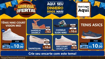 Modelo de TV para TV Horizontal com o tema Arraiá de Ofertas - Junina para Calçados
