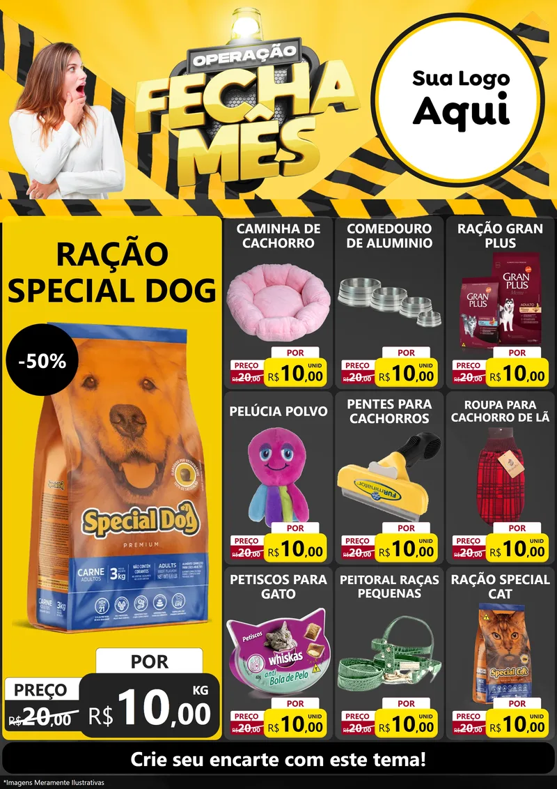 Modelo de Encarte para Encarte A4 Vertical com o tema Operação Fecha Mês para Pet Shop