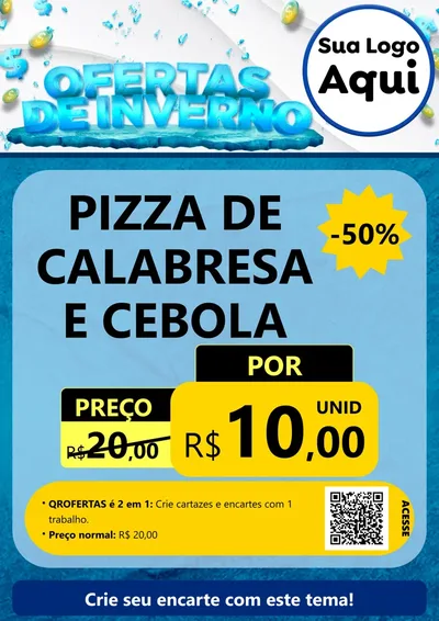 Modelo de Cartaz para Cartaz A4 Vertical com o tema Ofertas de Inverno para Pizzaria