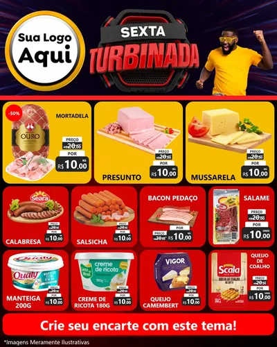 Modelo de Rede Social para Feed Instagram com o tema Sexta Turbinada para Frios e Laticínios