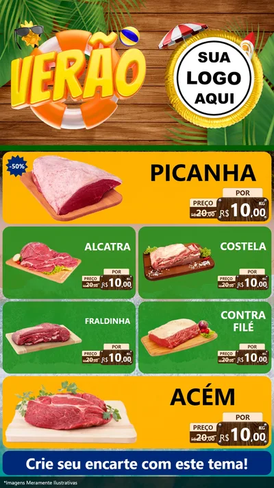Modelo de TV para TV Vertical com o tema Verão para Açougue