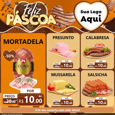 Modelo de Rede Social para Feed Facebook com o tema Feliz Páscoa para Frios e Laticínios
