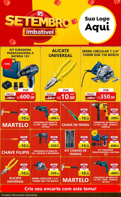 Modelo de Encarte para Encarte Grande com o tema Setembro Imbatível para Maquinas e Ferramentas