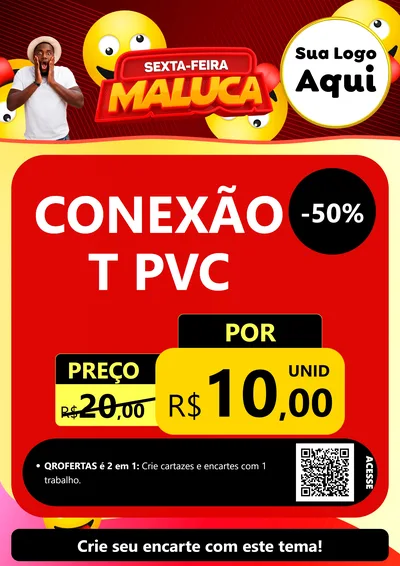 Modelo de Cartaz para Cartaz A4 Vertical com o tema Sexta-feira Maluca para Tubos e conexões