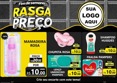 Modelo de Encarte para Encarte A4 Horizontal com o tema Fim de Semana Rasga Preço para Bebês
