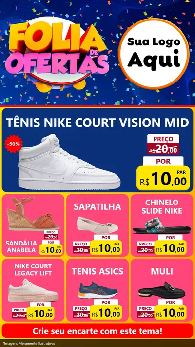 Modelo de Rede Social para Stories com o tema Folia de Ofertas para Calçados