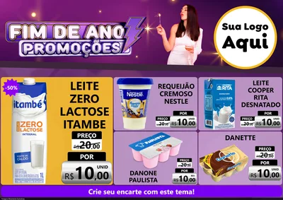 Modelo de Encarte para Encarte A4 Horizontal com o tema Fim de Ano Promoções para Frios e Laticínios
