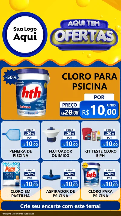 Modelo de Rede Social para Stories com o tema Aqui Tem Ofertas para Produtos para Piscina