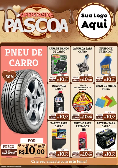 Modelo de Encarte para Encarte A4 Vertical com o tema Ofertas de Páscoa para Auto peças