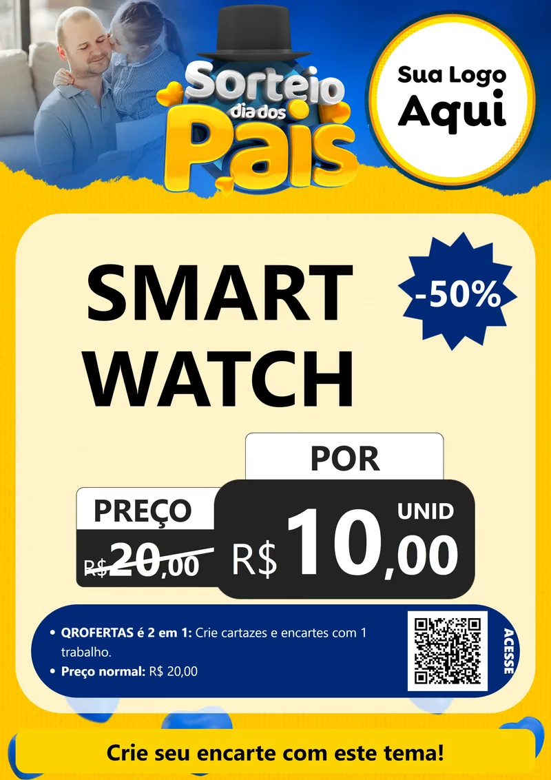 Modelo de Cartaz para Cartaz A4 Vertical com o tema Sorteio Dia Dos Pais para Informática