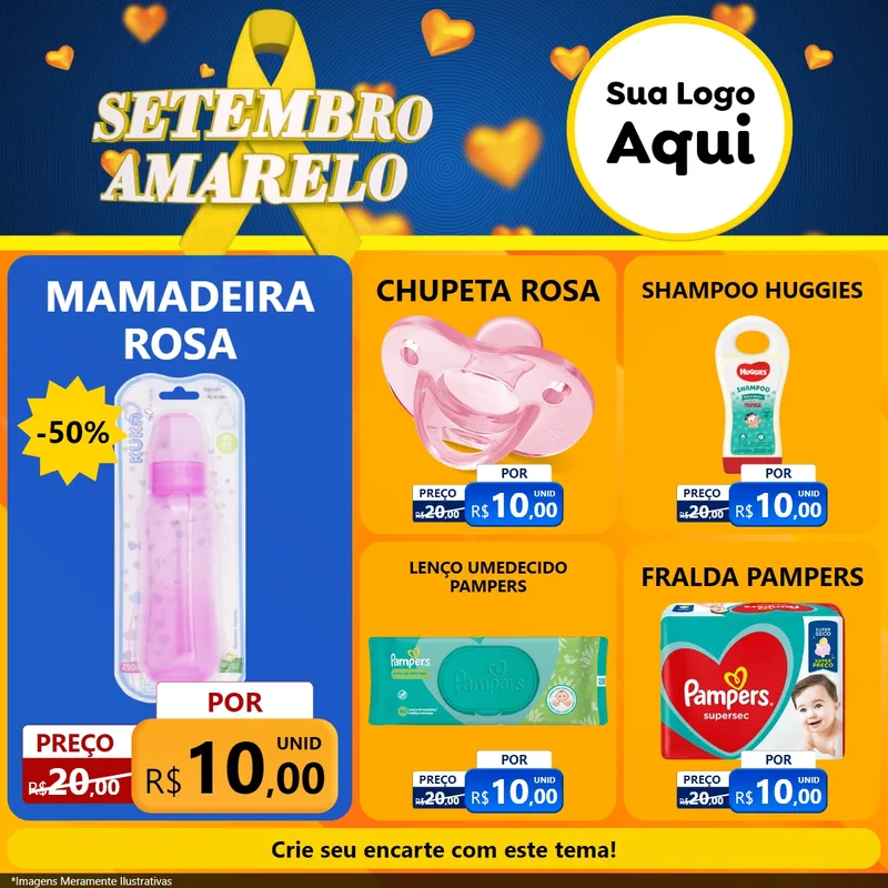 Modelo de Rede Social para Feed Facebook com o tema Setembro Amarelo para Bebês