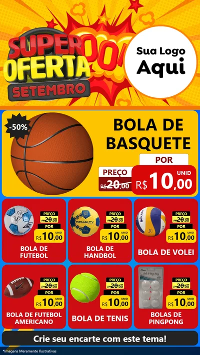 Modelo de Rede Social para Stories com o tema Super Oferta Setembro para Artigos Esportivos