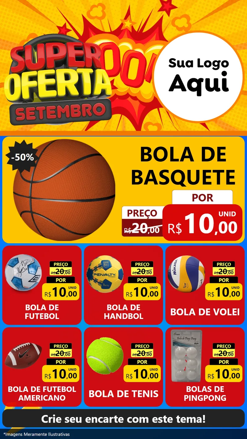 Modelo de Rede Social para Stories com o tema Super Oferta Setembro para Artigos Esportivos