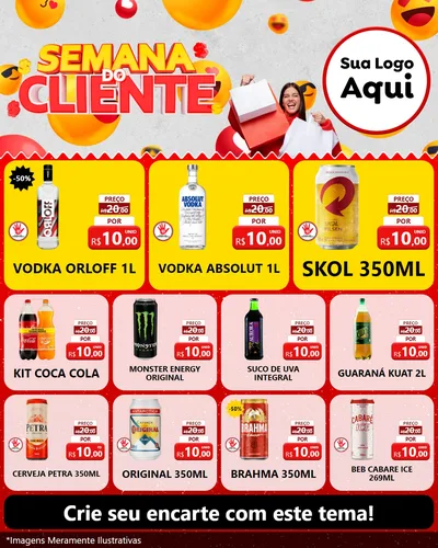 Modelo de Rede Social para Feed Instagram com o tema Semana do Cliente para Distribuidora de bebidas