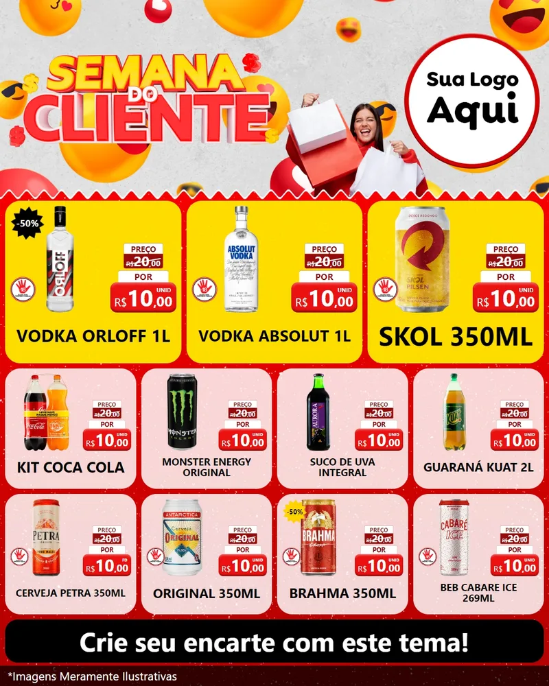 Modelo de Rede Social para Feed Instagram com o tema Semana do Cliente para Distribuidora de bebidas