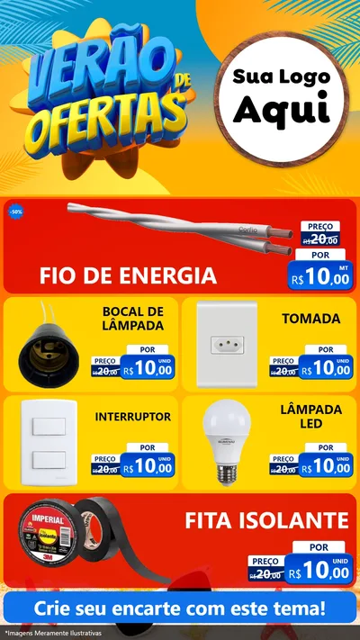 Modelo de TV para TV Vertical com o tema Verão de Ofertas para Materiais Elétricos