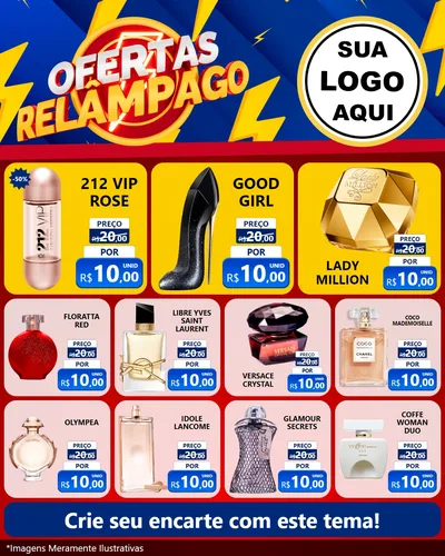 Modelo de Rede Social para Feed Instagram com o tema Ofertas Relâmpago para Perfumes