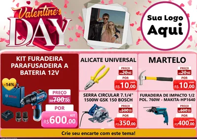 Modelo de Encarte para Encarte A4 Horizontal com o tema Valentine's Day para Maquinas e Ferramentas