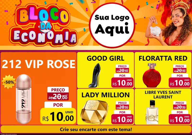 Modelo de Encarte para Encarte A4 Horizontal com o tema Bloco da Economia para Perfumes