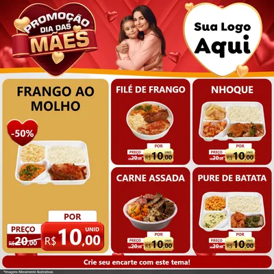 Modelo de Rede Social para Feed Facebook com o tema Promoção Dia das Mães para Restaurante