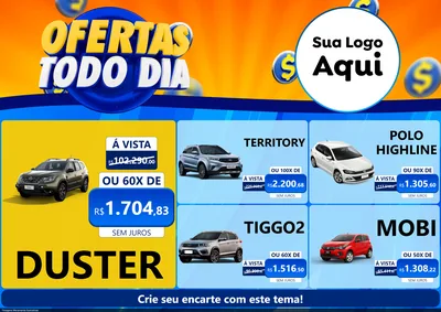 Modelo de Encarte para Encarte A4 Horizontal com o tema Ofertas Todo Dia para Concessionaria de Carros