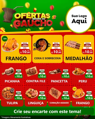 Modelo de Rede Social para Feed Instagram com o tema Ofertas Semana Do Gaúcho para Assados