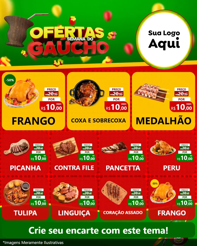 Modelo de Rede Social para Feed Instagram com o tema Ofertas Semana Do Gaúcho para Assados