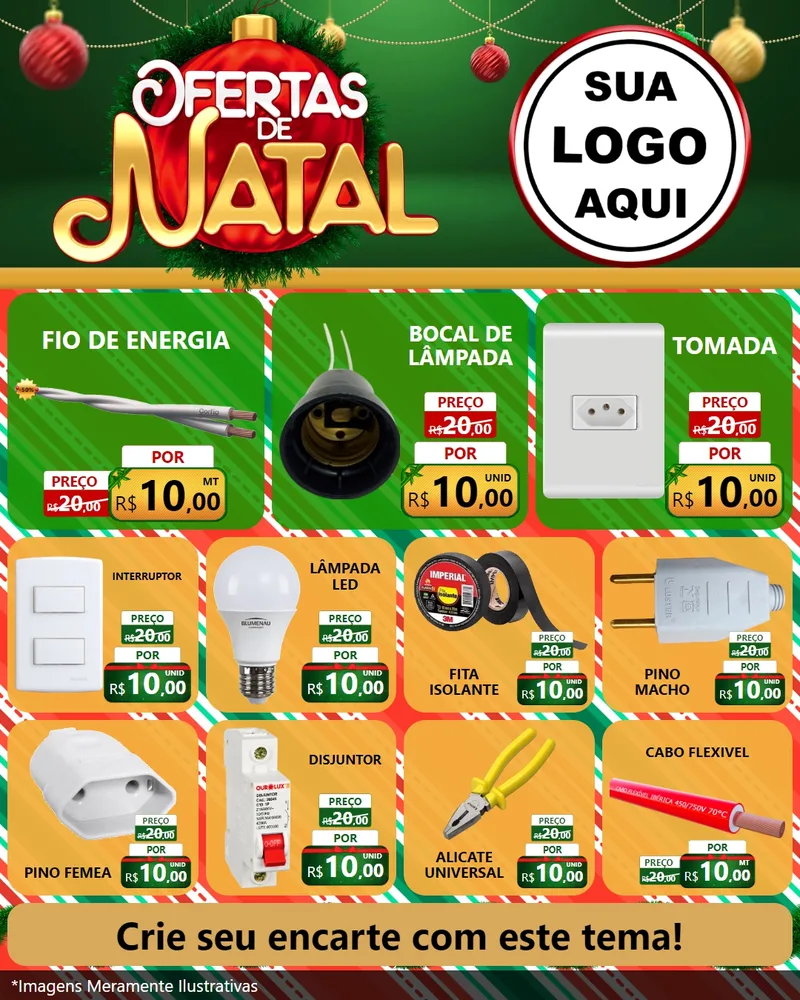 Modelo de Rede Social para Feed Instagram com o tema Ofertas de Natal para Materiais Elétricos