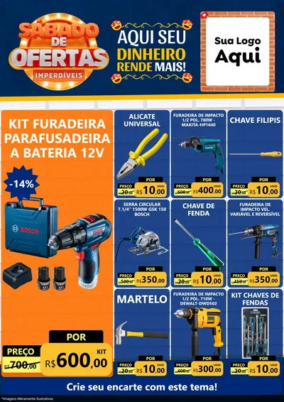 Modelo de Encarte para Encarte A4 Vertical com o tema Sábado de Ofertas Imperdíveis para Maquinas e Ferramentas