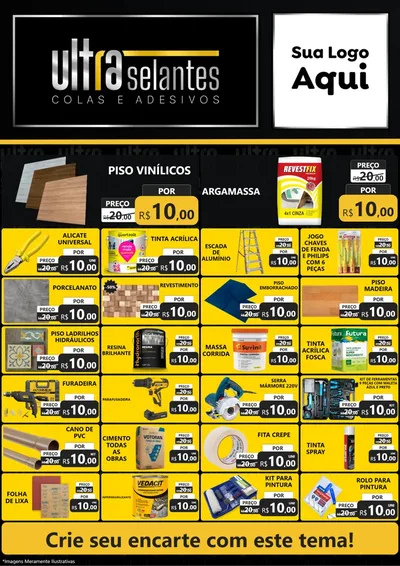 Modelo de Encarte para Encarte A4 Vertical com o tema Ultra selantes para Material para Construção