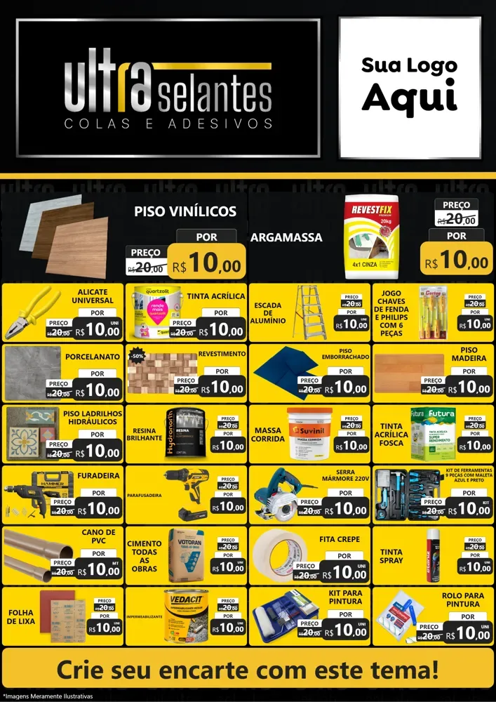 Modelo de Encarte para Encarte A4 Vertical com o tema Ultra selantes para Material para Construção