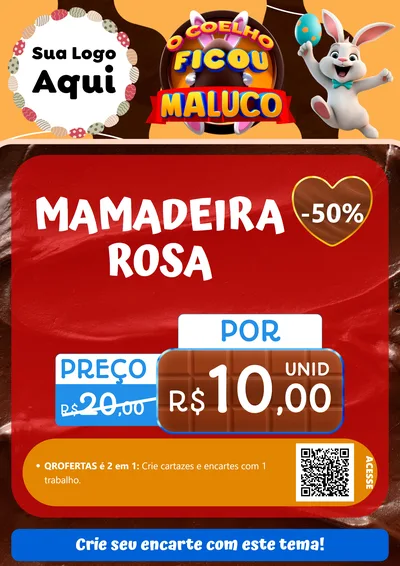 Modelo de Cartaz para Cartaz A4 Vertical com o tema O Coelho Ficou Maluco - Páscoa para Bebês