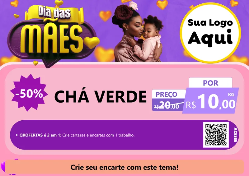 Modelo de Cartaz para Cartaz A4 Horizontal com o tema Dia das Mães para Produtos Naturais
