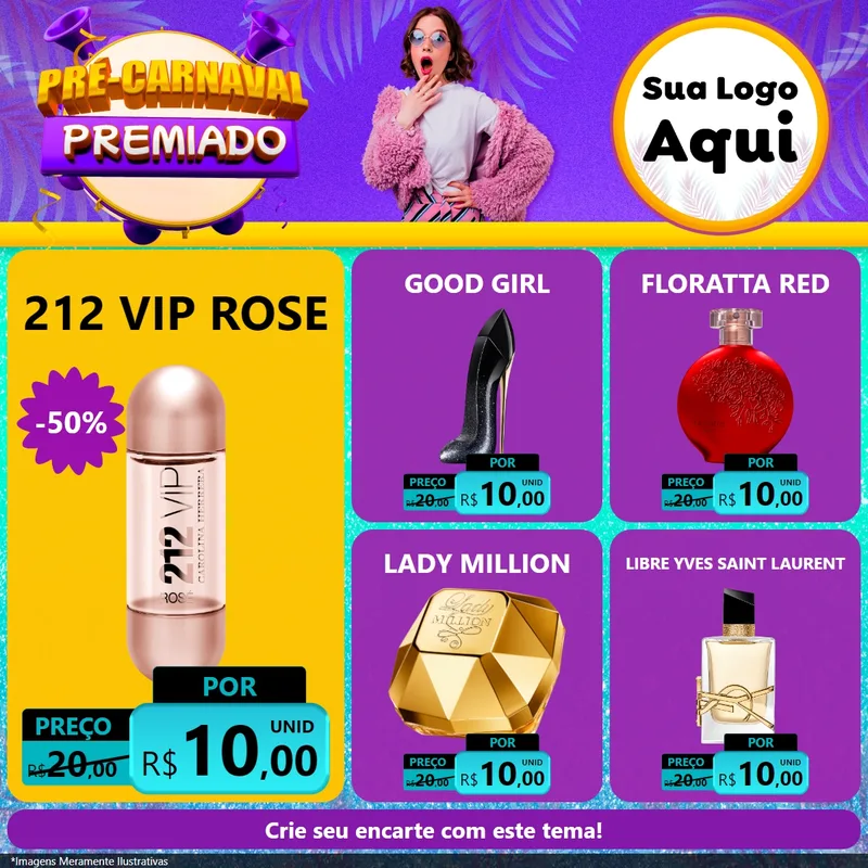 Modelo de Rede Social para Feed Facebook com o tema Pré-Carnaval Premiado para Perfumes
