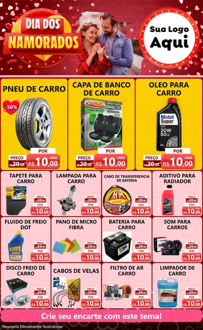 Modelo de Encarte para Encarte Grande com o tema Dia Dos Namorados para Auto peças