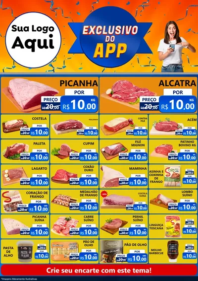Modelo de Encarte para Encarte A4 Vertical com o tema Exclusivo do Aplicativo para Açougue