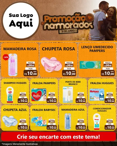 Modelo de Rede Social para Feed Instagram com o tema Promoção Namorados para Bebês
