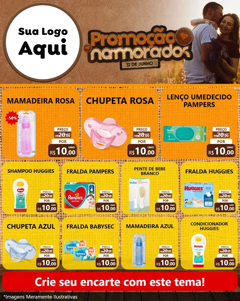 Modelo de Rede Social para Feed Instagram com o tema Promoção Namorados para Bebês