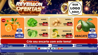 Modelo de TV para TV Horizontal com o tema Réveillon de Ofertas para Hortifrúti