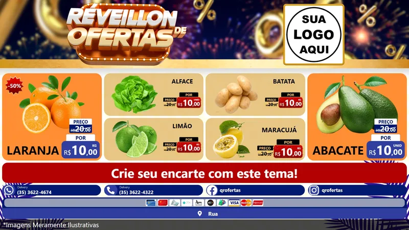 Modelo de TV para TV Horizontal com o tema Réveillon de Ofertas para Hortifrúti