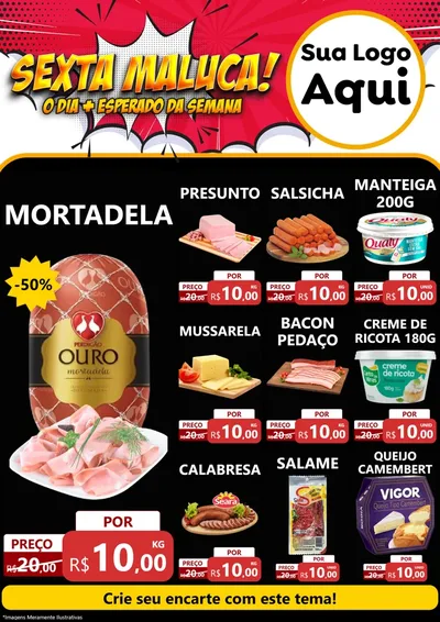 Modelo de Encarte para Encarte A4 Vertical com o tema Sexta Maluca! para Frios e Laticínios