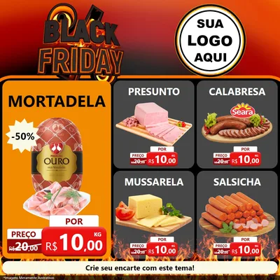Modelo de Rede Social para Feed Facebook com o tema Black Friday para Frios e Laticínios