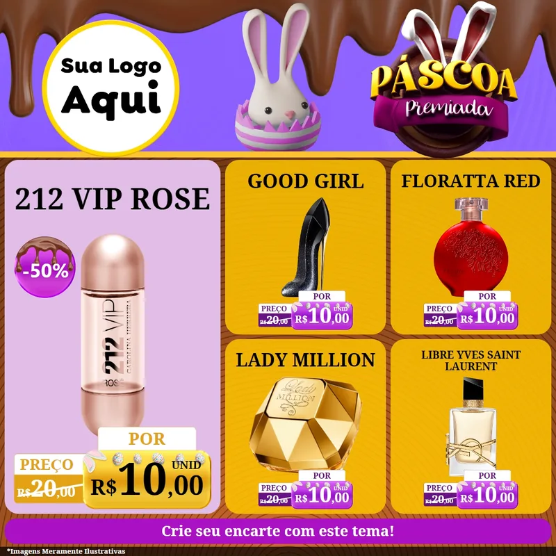 Modelo de Rede Social para Feed Facebook com o tema Páscoa Premiada para Perfumes