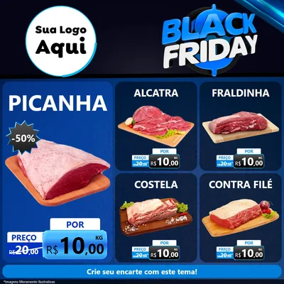 Modelo de Rede Social para Feed Facebook com o tema Black Friday para Açougue
