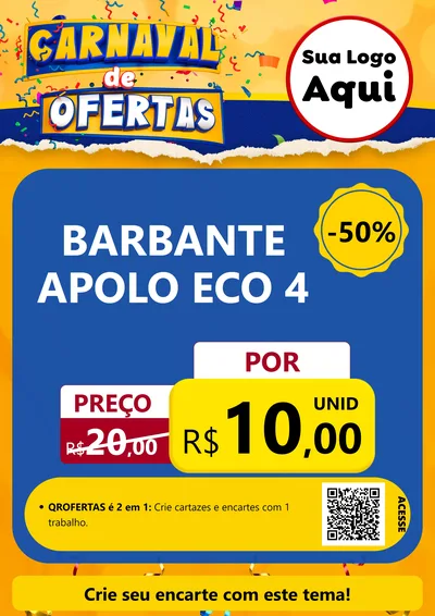 Modelo de Cartaz para Cartaz A4 Vertical com o tema Carnaval de Ofertas para Armarinho e Aviamentos