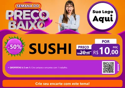 Modelo de Cartaz para Cartaz A4 Horizontal com o tema Semana do Preço Baixo para Comida japonesa